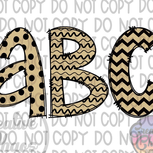 black and gold doodle letters alphabet bundle png hand drawn etsy denmark