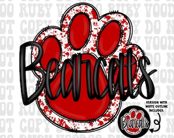 Bearcats Paw Print PNG: School Spirit Football Design (Digital Download)