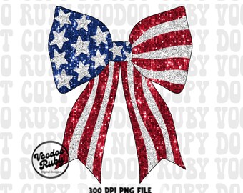 4th of July Sequin Bow Design: Patriotic Sublimation PNG Clip Art (Digital Download)
