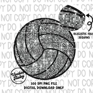 May include: A silver glitter volleyball with black stitching. The volleyball has a realistic faux sequin texture.  300 DPI PNG FILE DIGITAL DOWNLOAD ONLY.