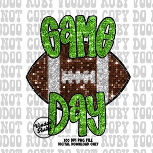 Green Game Day Football PNG: Glitter Mascot Design (Digital Download)