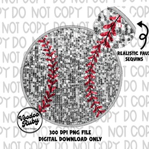 May include: A silver and red baseball with a realistic faux sequin texture. The baseball is a digital download and is 300 DPI.