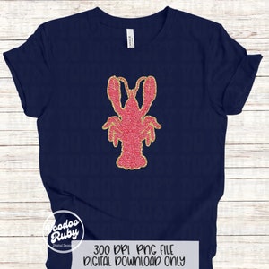 Faux chenille crawfish png faux embroidery design