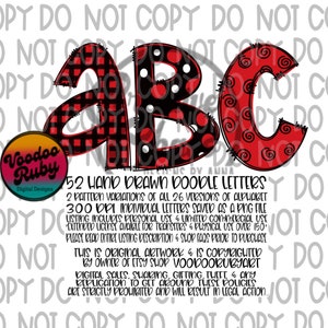 Pacote de alfabeto PNG com letras rabiscadas, desenhado à mão, download digital, pacote alfa, vermelho, preto, sublimação, alfabeto PNG DTF, arte para impressão