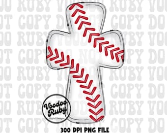 Christian Baseball Cross PNG: Hand Drawn Sublimation Design (Digital Download)