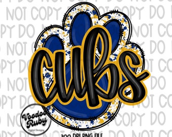 Design PNG Cubs Paw : mascotte de football bleu et or (téléchargement numérique)