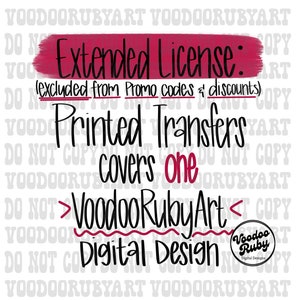 Extended Use License for Printed Transfers for One Digital Design