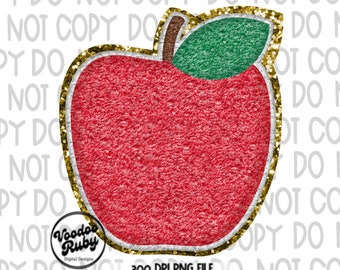 Apple PNG: Faux Chenille Patch Design (Digital Download)