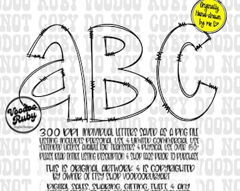 Doodle Letters PNG SVG: Hand Drawn Alphabet Clip Art (Digital Download)