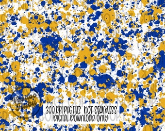 Diseño de fondo con salpicaduras de pintura azul y dorada, PNG de sublimación dibujado a mano (descarga digital)