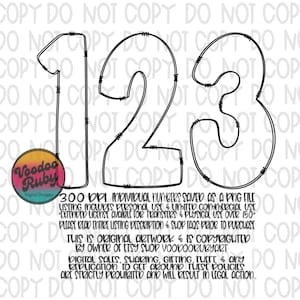 Doodle Numbers PNG Transparent Inside Bundle Hand Drawn Numbers Digital Download Numbers Sublimation Blanks DTF Printable