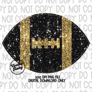 Black Gold Sequin Football PNG: Glitter Sublimation Design (Digital Download)