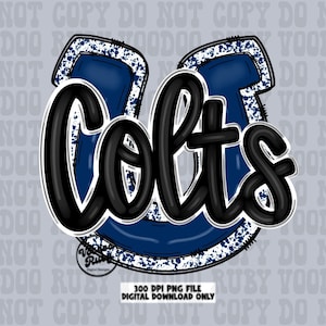 Colts Football Mascot PNG: Hand Drawn Sublimation Design (Digital Download)