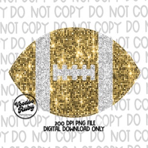 Sequin Gold Football PNG Design, Sublimation Glitter Hand Drawn Digital Download, Faux Sequins Patch Faux Appliqué Football DTF Printable
