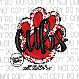 Cubs Paw PNG: Hand Drawn Football Design (Digital Download)