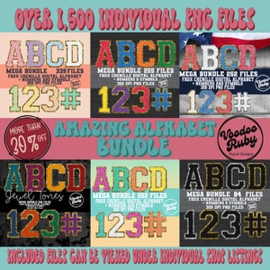 Sports Alphabet PNG Bundle: Faux Chenille Letters, Numbers (Digital Download