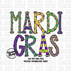 Diseño PNG de Mardi Gras de Luisiana, descarga digital dibujada a mano por sublimación, clip art imprimible DTF con letras cajún