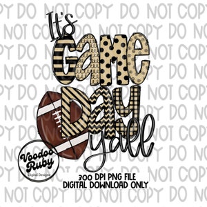 Black and Gold Game Day Y&#39;all PNG - Football Sublimation (Digital Download)