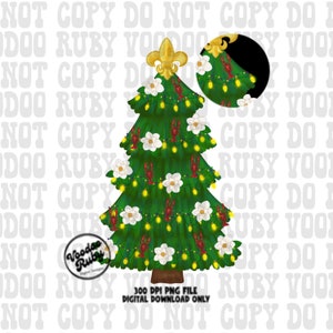 Hand Drawn Cajun Christmas Tree PNG | Louisiana Holiday Sublimation Download