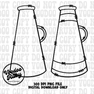Blank Transparent Cheer PNG Design Sublimation Hand Drawn Digital Download Transparent Megaphone PNG Doodle Cheerleader DTF Printable