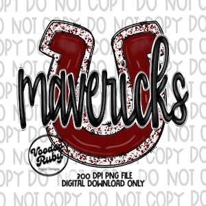 Maroon Mavericks Football PNG: Hand Drawn Design (Digital Download)