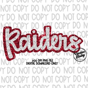 Raiders Glitter Sequins PNG Design: Faux Applique (Digital Download)