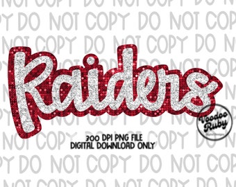 Raiders Glitter Sequins PNG Design: Faux Applique (Digital Download)