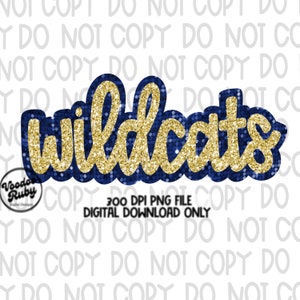 Wildcats PNG Design: Glitter Faux Sequins, Printable Patch (Digital Download)