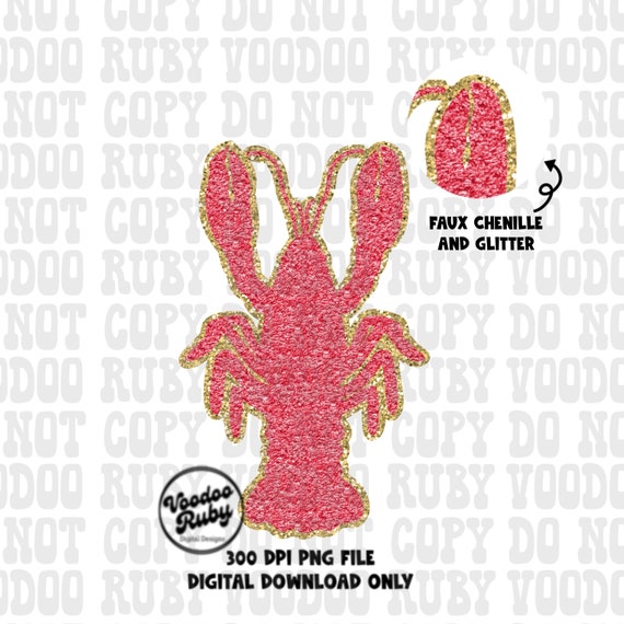 Faux Chenille Crawfish PNG: Louisiana Cajun Clip Art (Digital Download)