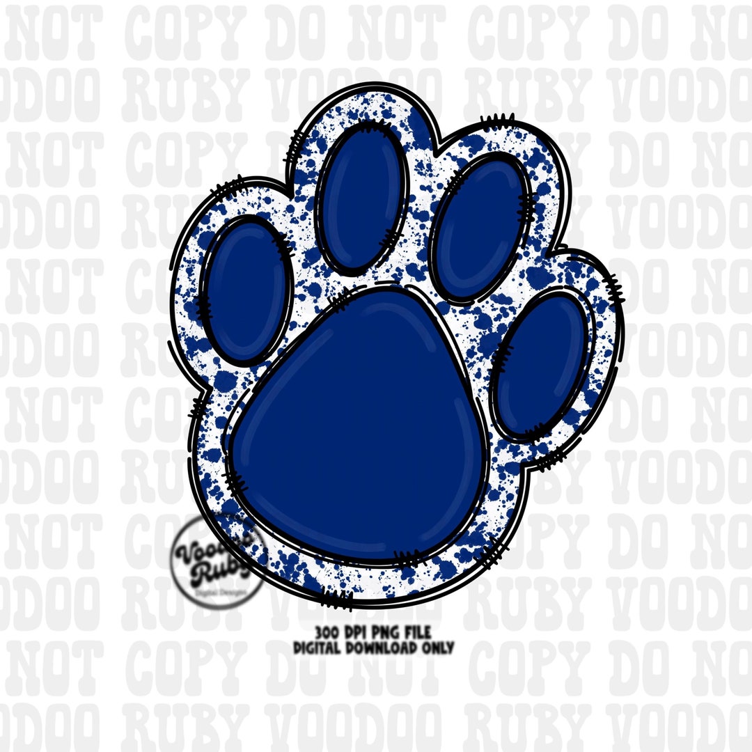 Blue Paw Print PNG: Mascot Clip Art Sublimation Design (digital ...