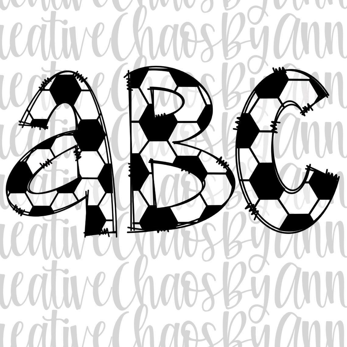 Soccer Doodle Letters Alphabet Bundle PNG Hand Drawn Etsy UK