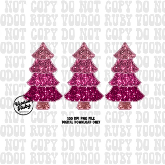 Pink Christmas Tree PNG Design: Hand-Drawn Sublimation Clip Art (Digital Download)