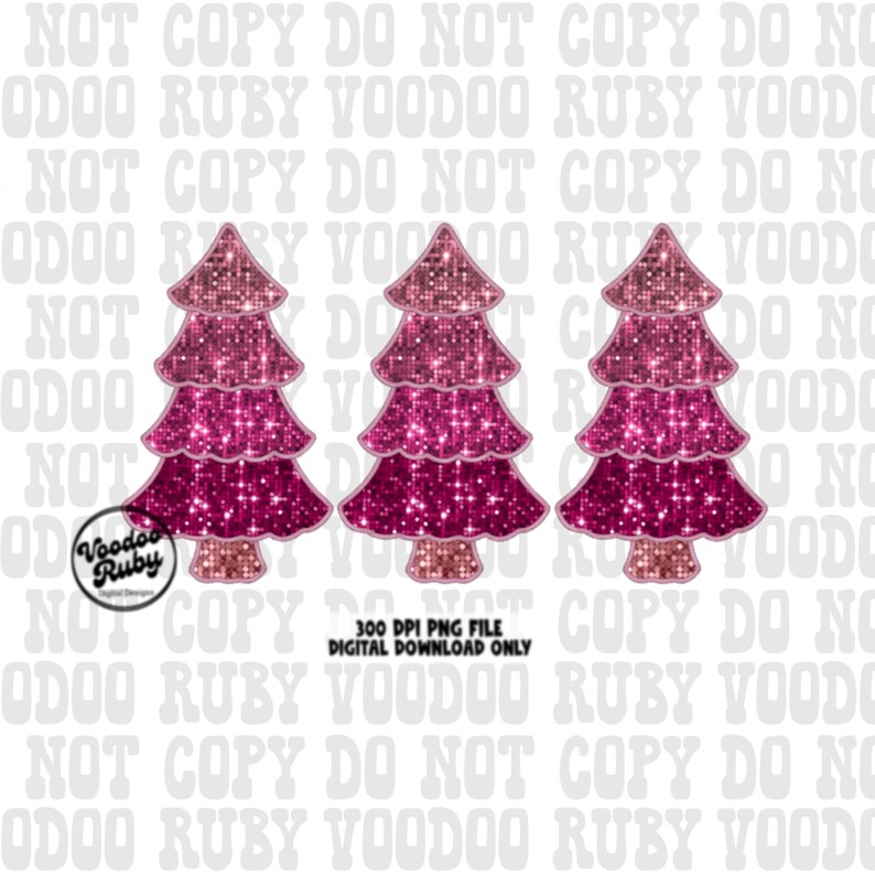 Puede incluir: Tres &aacute;rboles de Navidad de purpurina rosa sobre un fondo blanco. Los &aacute;rboles est&aacute;n en capas con diferentes tonos de purpurina rosa.
