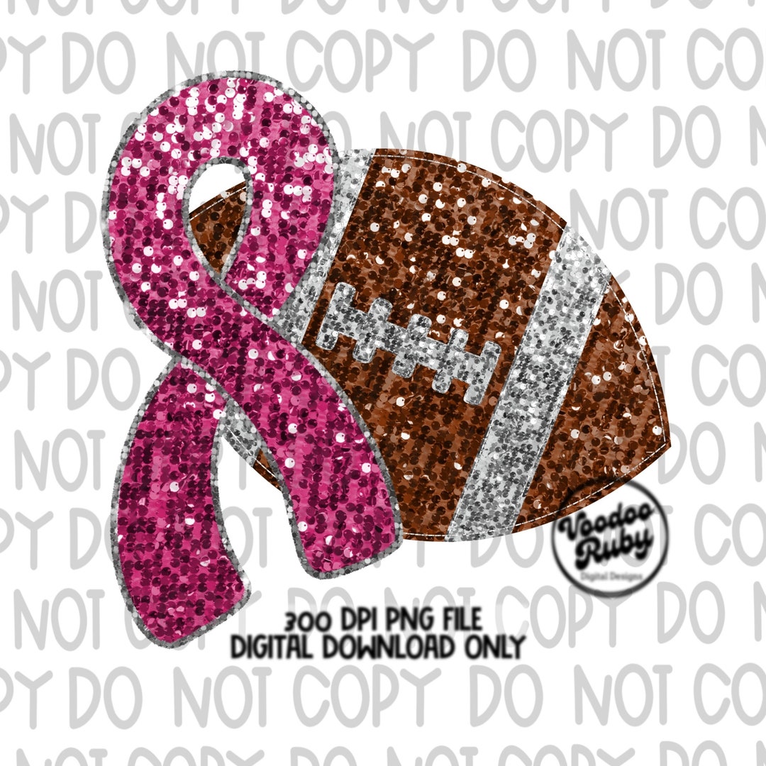 Pink Ribbon Sequin Football Design: Pink October Awareness PNG Clip Art ...