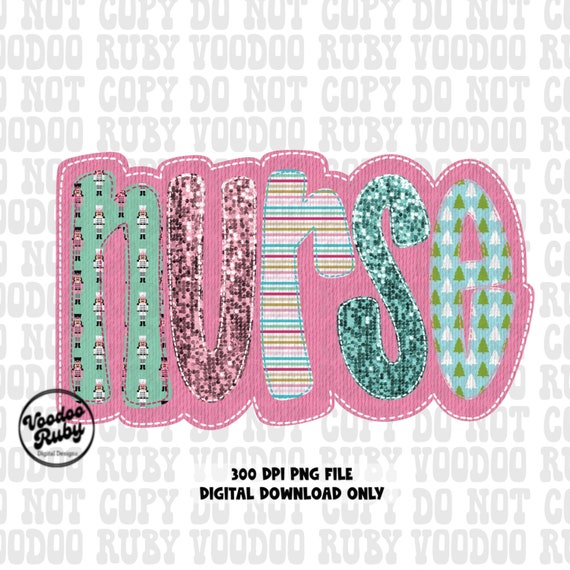 Christmas Nurse PNG: Pink Sequin Design (Digital Download)