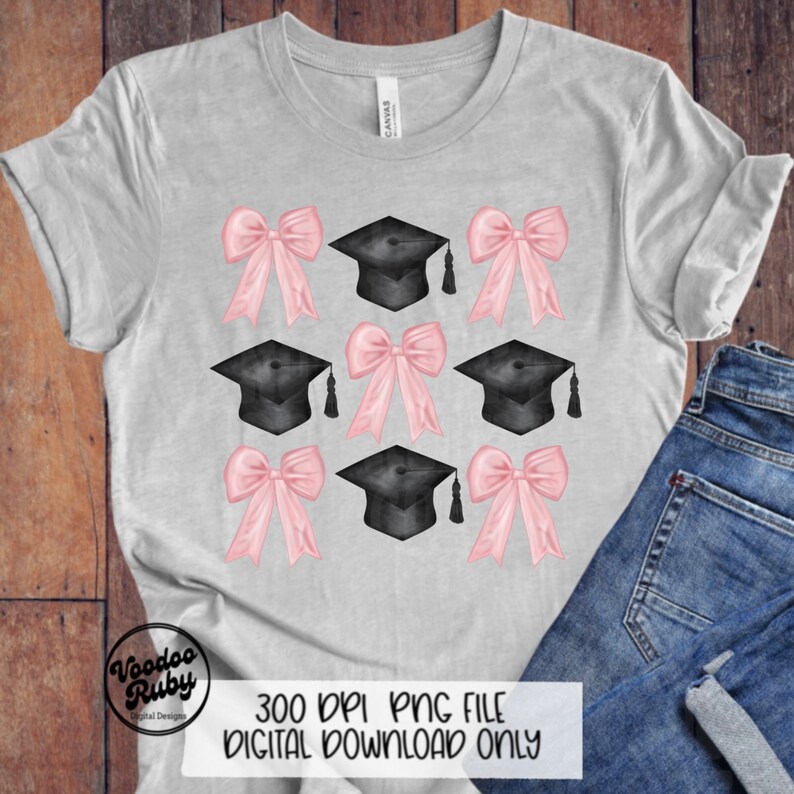 Pink Bow Graduation PNG: Hand Drawn Clip Art (Digital Download) image 5