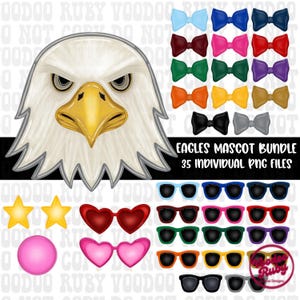 Eagles Mascot PNG: Preppy Stars, Sunglasses, Bows (Digital Download)