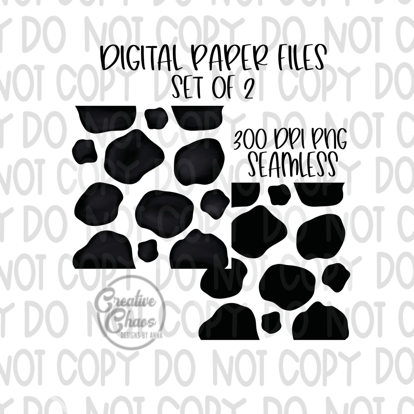 Cow Print Digital Paper PNG Design Hand Painted Seamless - Etsy