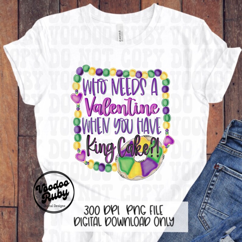 Funny Mardi Gras King Cake PNG Design, Hand Drawn Valentine's Day Design (Digital Download) image 5