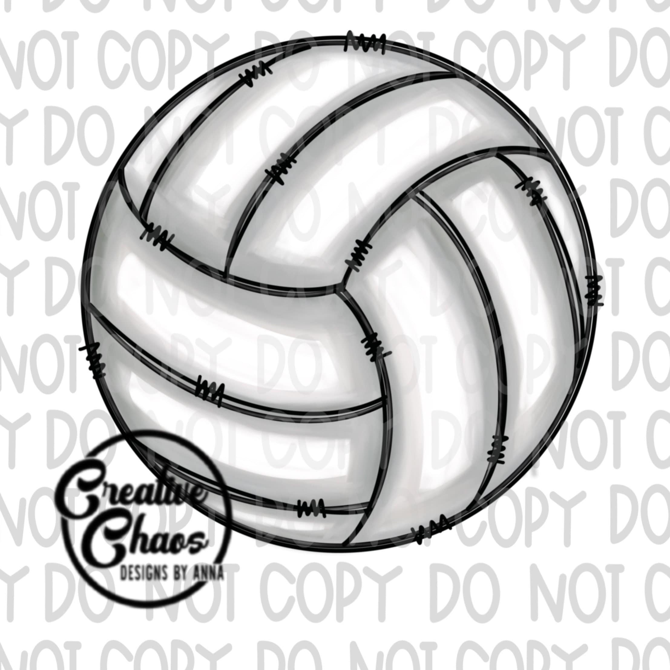 Volleyball Sublimation PNG Hand Drawn Digital Download Etsy UK