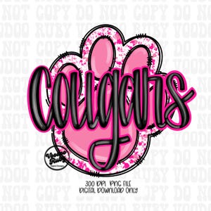 Pink Cougars Mascot PNG Design, Hand Drawn Sublimation Clip Art (Digital Download)
