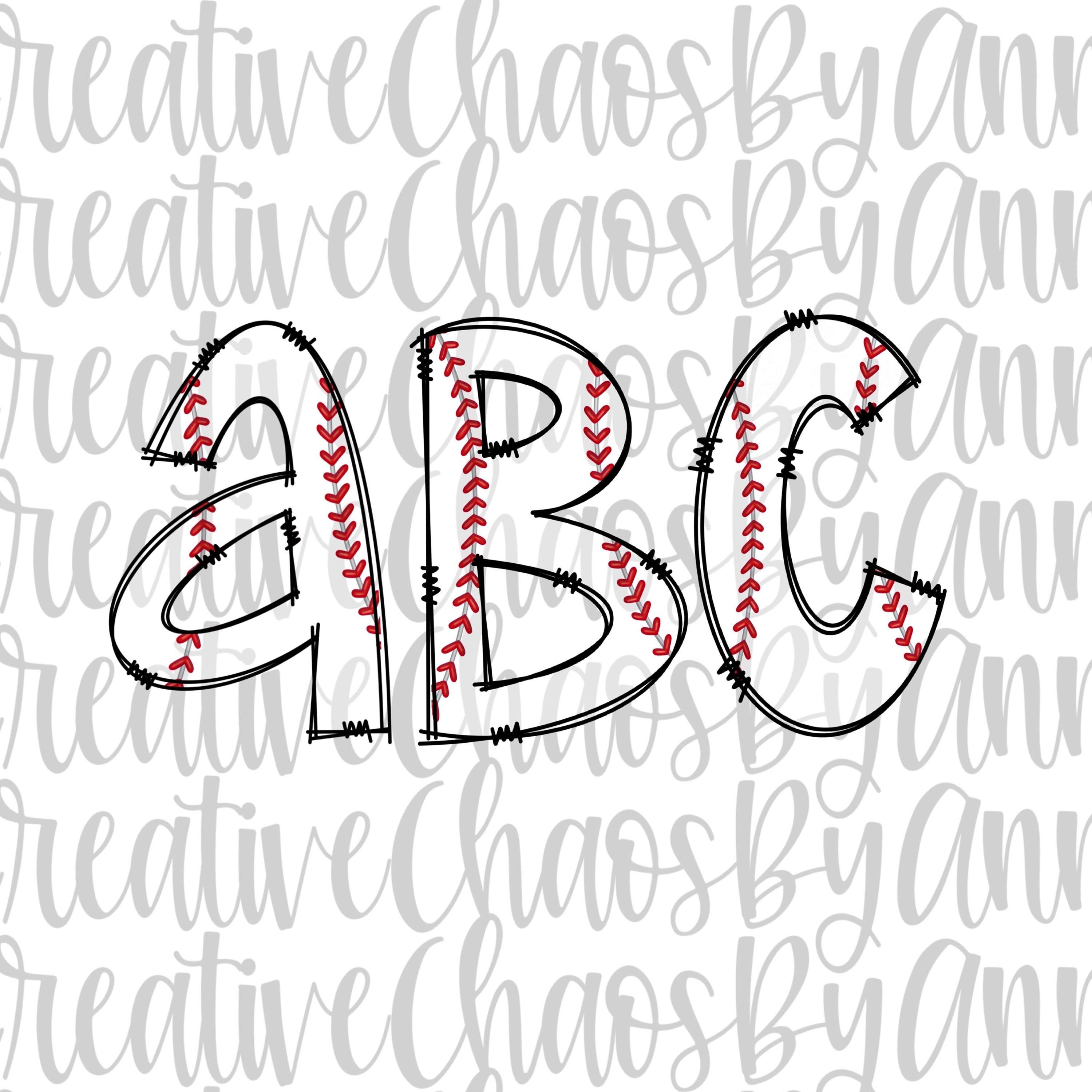 Baseball Doodle Letters PNG Alphabet Bundle PNG Hand Drawn Etsy