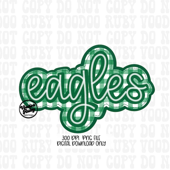Green Eagles Mascot Design: Faux Embroidery Sublimation PNG Clip Art (Digital Download)