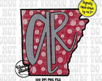 Arkansas Doodle Design: Hand-Drawn Sublimation PNG Clip Art (Digital Download)