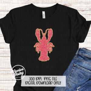 May include: A black t-shirt with a pink glitter lobster design. The text "300 DPI PNG FILE DIGITAL DOWNLOAD ONLY" is printed on the bottom of the shirt.