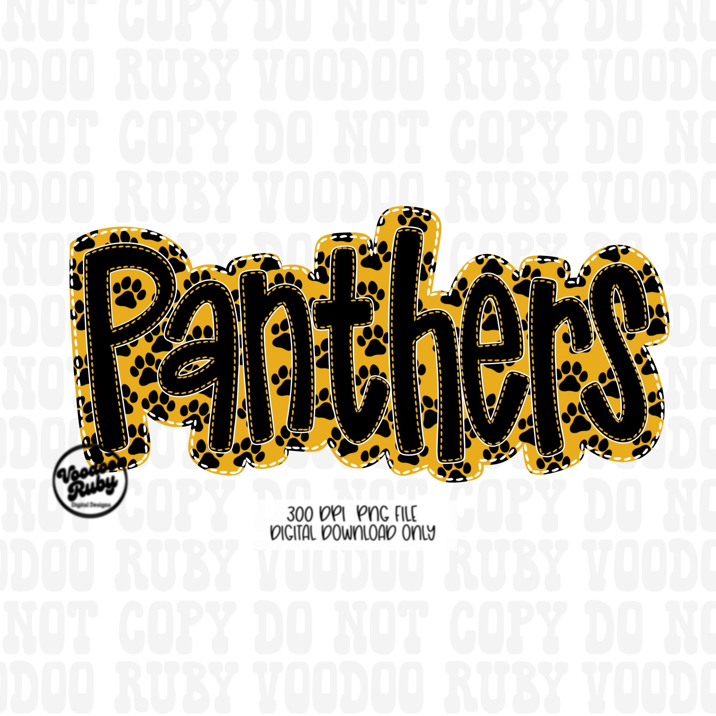 Panthers Mascot PNG: Black & Yellow Sublimation Design (digital ...