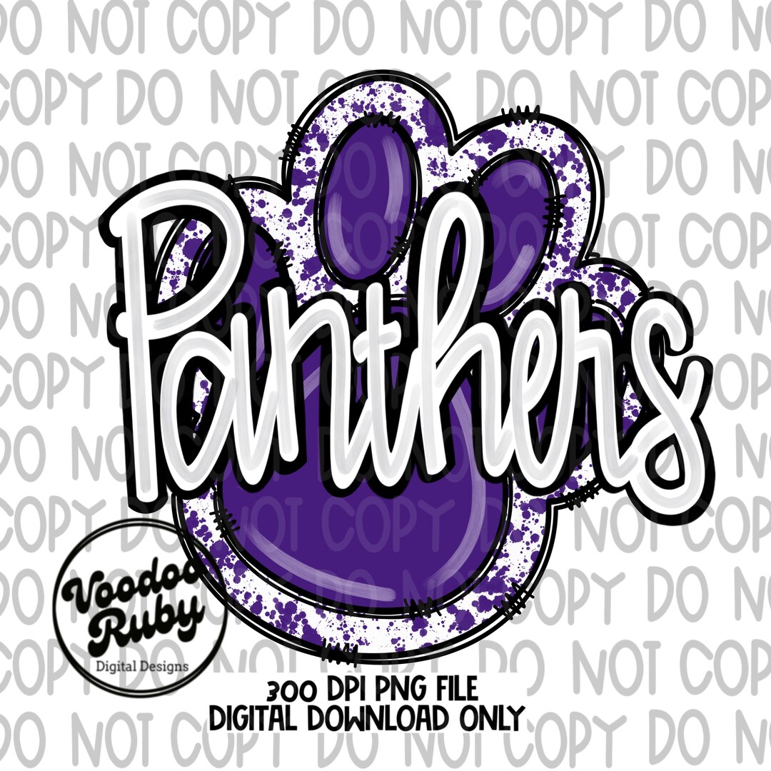 Panthers PNG Design Hand Drawn Digital Download Football PNG Paw Print ...