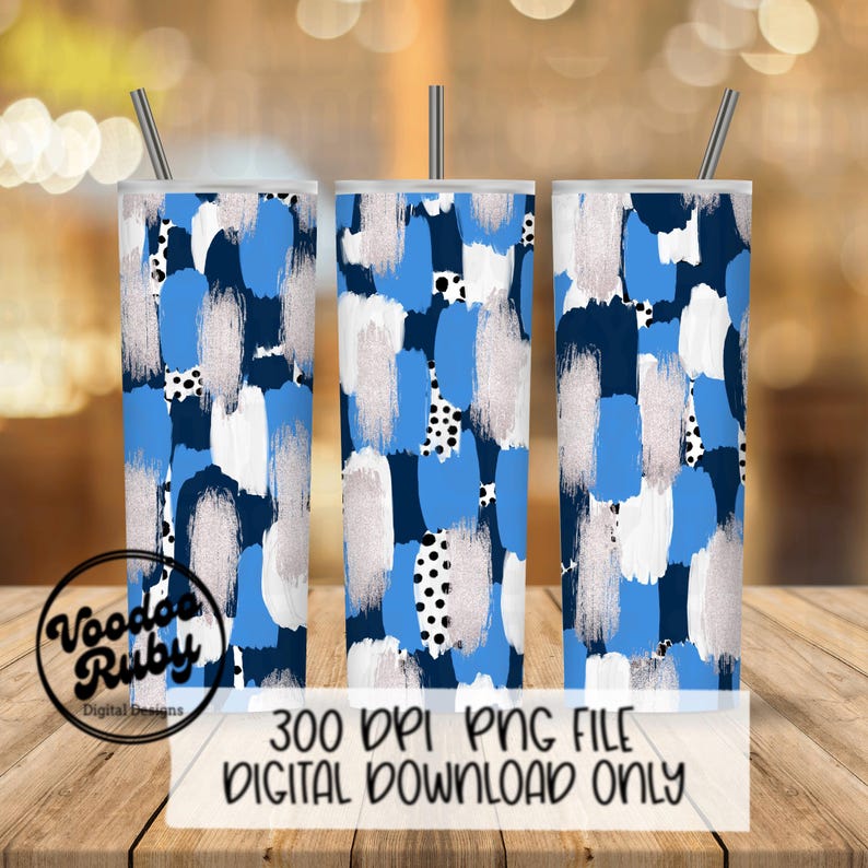 Light Blue Navy Brushstroke Background PNG Sublimation Digital Paper