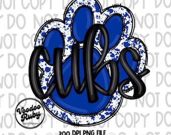 Conception de patte de mascotte d'Oursons bleus : PNG de sublimation de football dessiné à la main (téléchargement numérique)