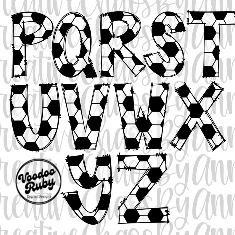 Soccer Doodle Letters: PNG Alphabet Bundle (digital Download) - Etsy